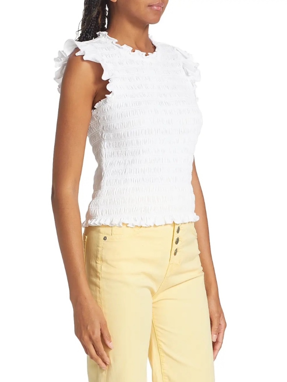 NWT VERONICA BEARD Wyles Smocked Tank in White Size XS